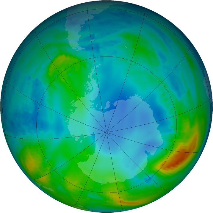 Antarctic ozone map for 28 May 2001